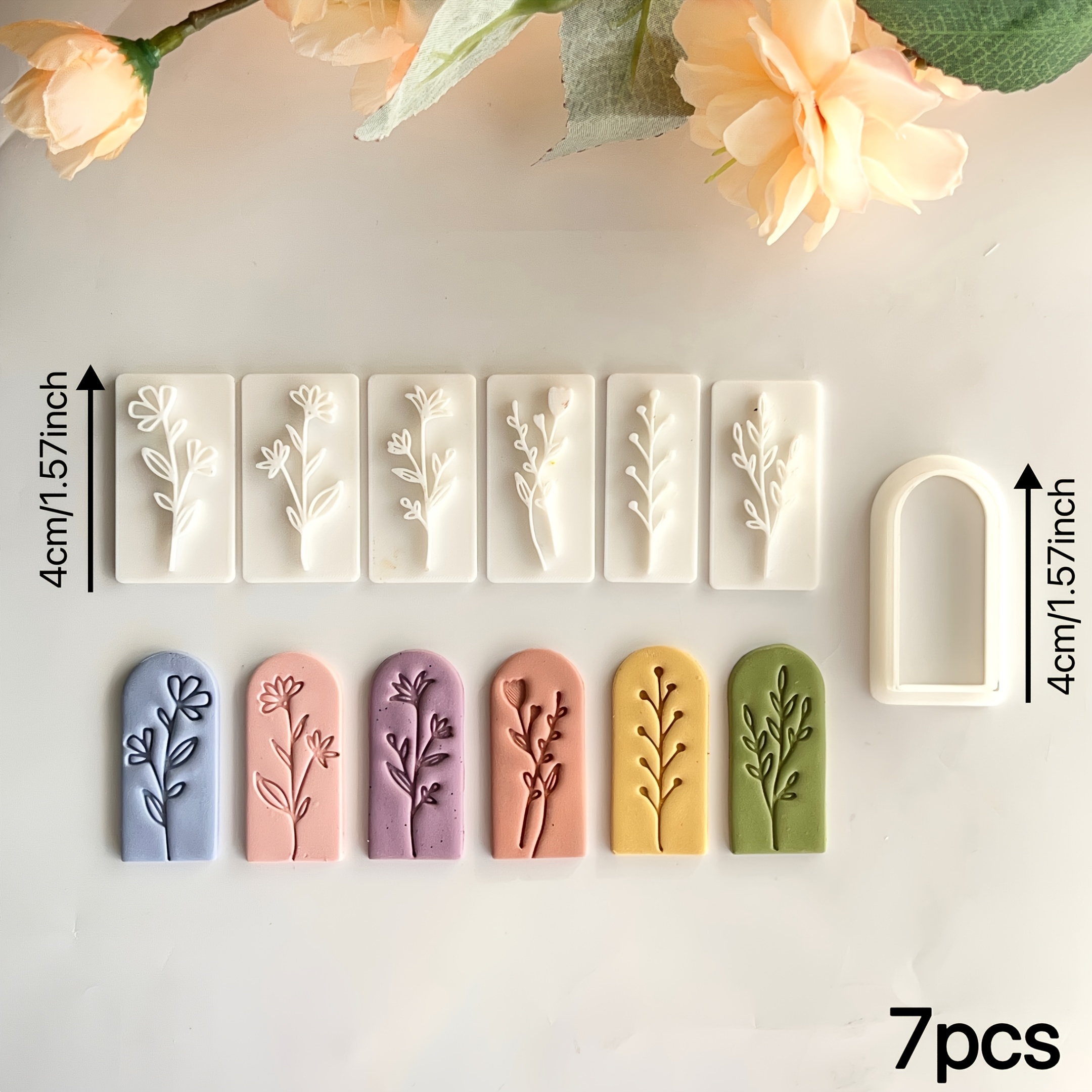 TEMU Set Of 7 Plastic Molds For Spring-themed Leaves And Flowers, Ideal For Polymer Clay Projects And Handmade Jewelry Pendants