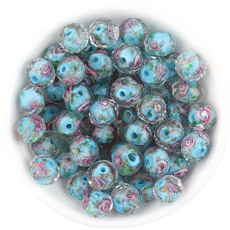 Boucles D'oreilles Perles Verre Millefiori Transparentes - Dormeuses, Plaqué Or, Neuf Sans Emballage
