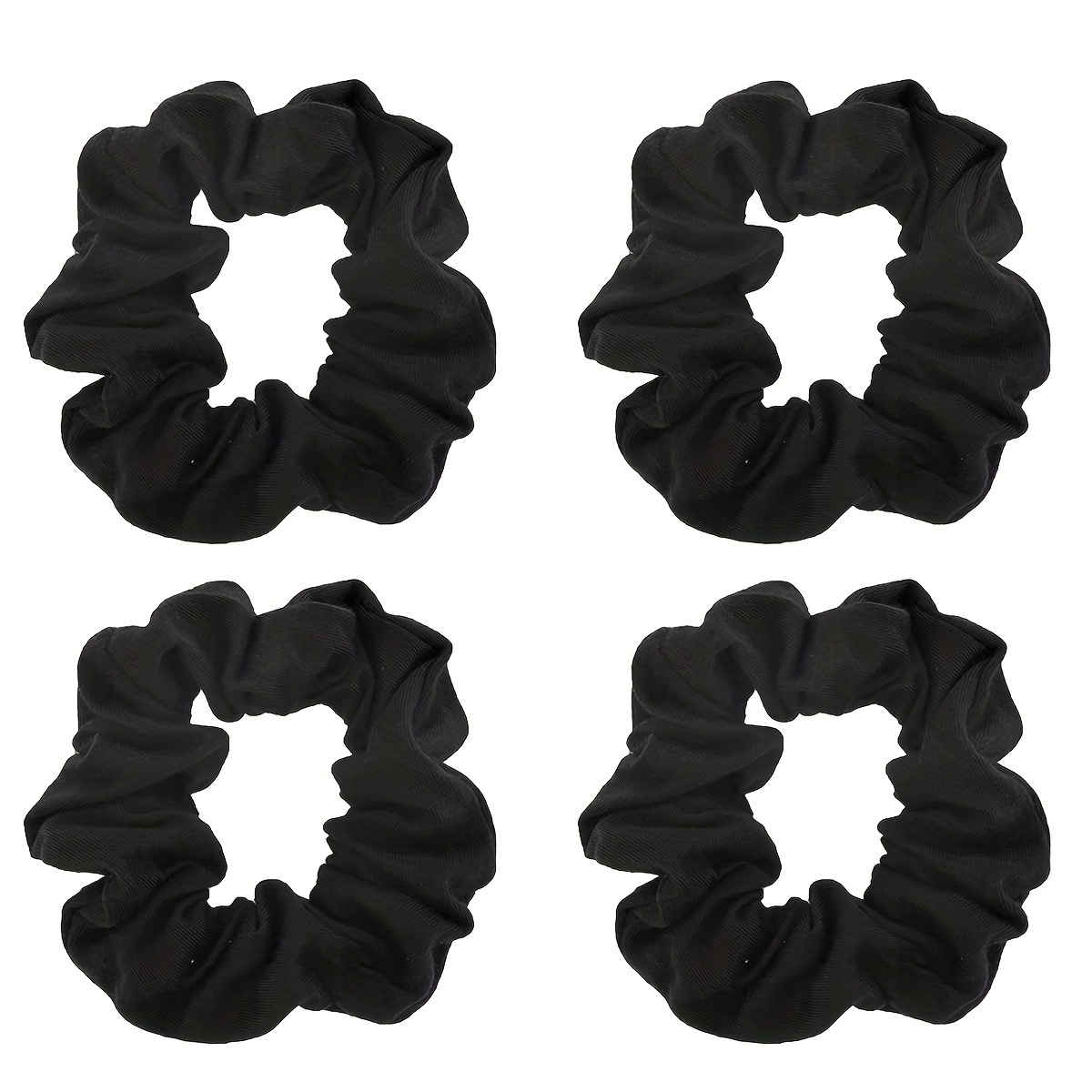 Womens Hair Scrunchie - 4 Count, Black Ponytail Holders - Suitable For All Hair Types - - Accessories For For Long Lasting Braids