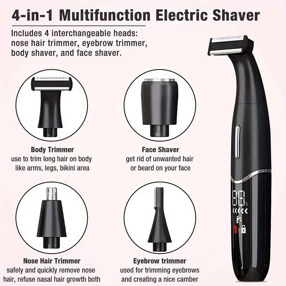beard trimmer for men body nose ear facial hair shaving kit electric shaver for men 4in 1 rechargeable hair trimmer nose trimmer electric shaver for   removal of facial and body hair Product details 4