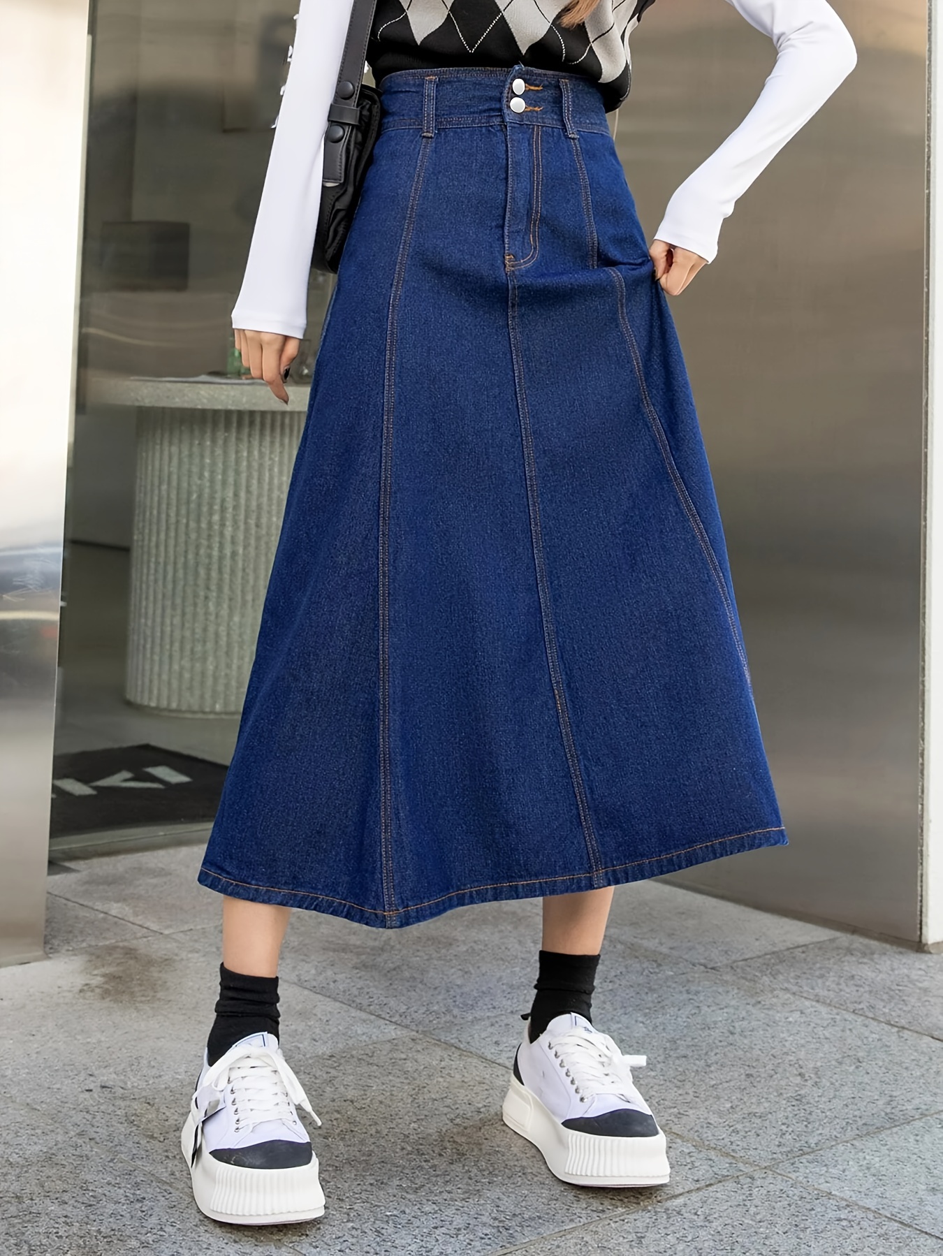 Midi Denim Skirt / Blue