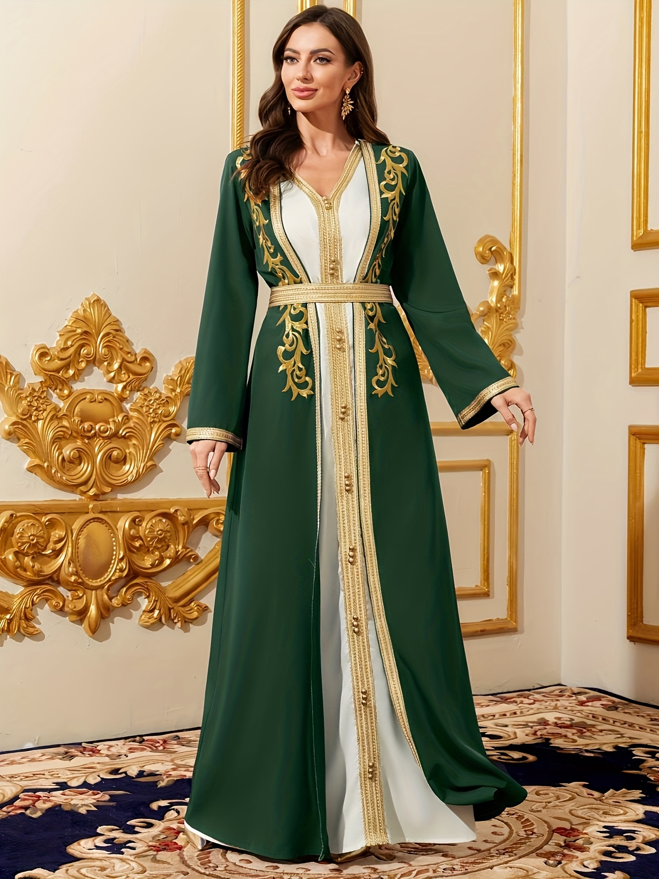 new middle eastern dubai arabian womens v neck long sleeve - Temu Cyprus