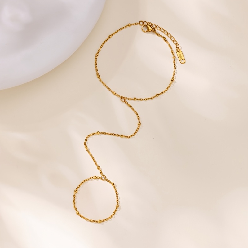 2pc Elegant Stainless Steel Flat Bead Toe Bracelet Set