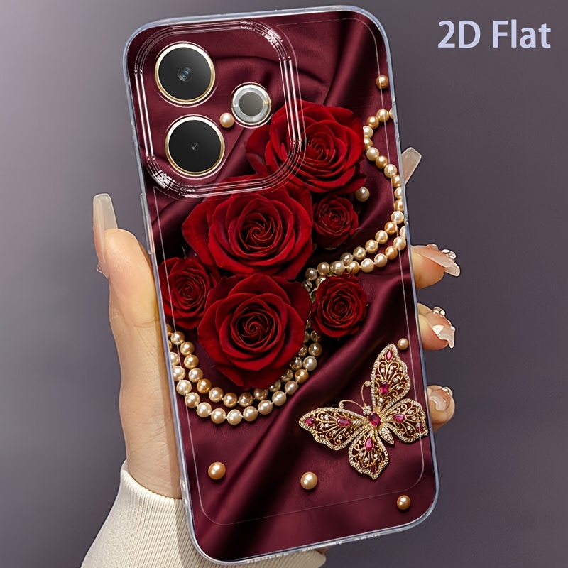 TEMU Phone Case: 2d Flat Pattern Red Phone Case, Suitable For Oppo A3, A3 Pro, A3x, A5 5g, A5 Pro, A5x, A5i, A6 Pro, A16, A17k, A18, A20, A38, A40,