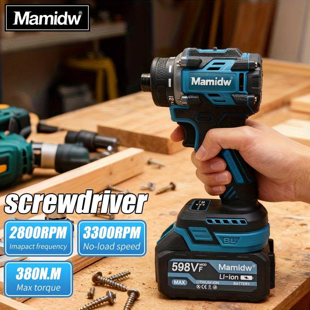 mamidw 3300rpm cordless impact screwdriver driver brushless electric drill for makita 18v battery