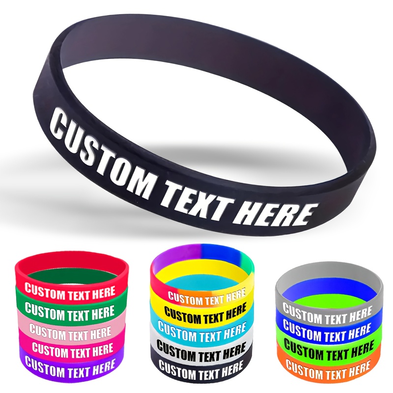 16pcs Silicone Bracelets with Custom Letter Patterns, Lightweight