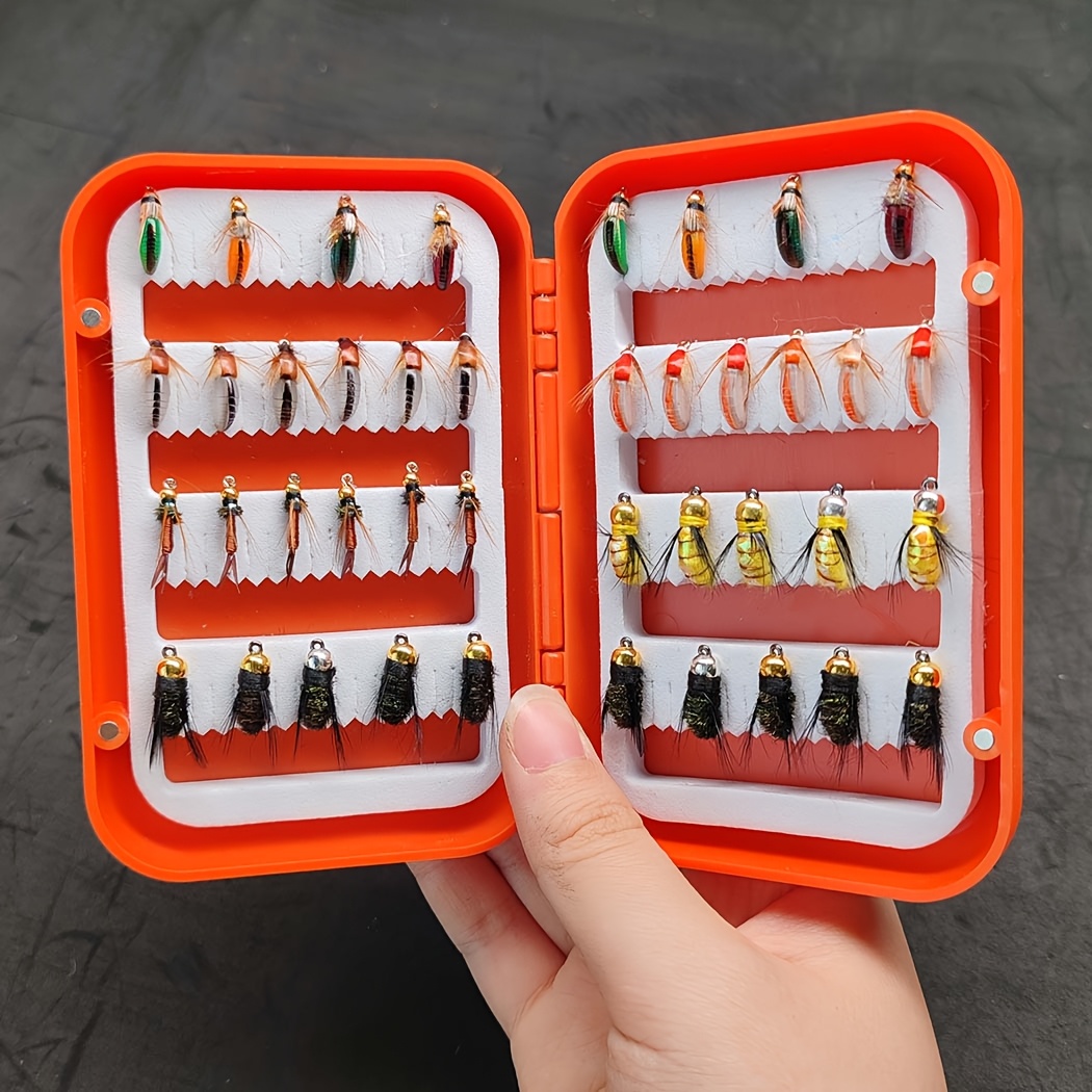 TEMU Kit de 25/40 pièces - Leurres pour la Pêche à Humide et Sèche avec Truite, Streamers/Mouche/, Matériel Artificiel en Plumes & pour