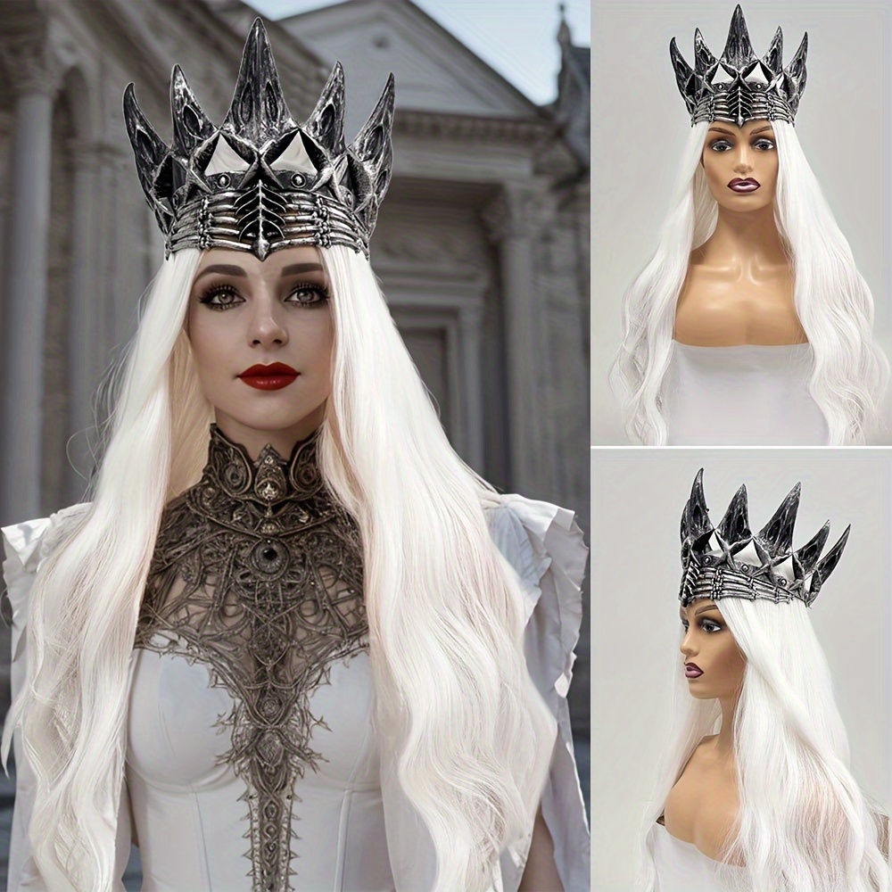 Image of Wig, A Series Wig Set In White, Suitable For Everyday Dresses. Made Of Rose , This Synthetic Heat-resistant Fiber Wig Is Perfect For Daily Gatherings