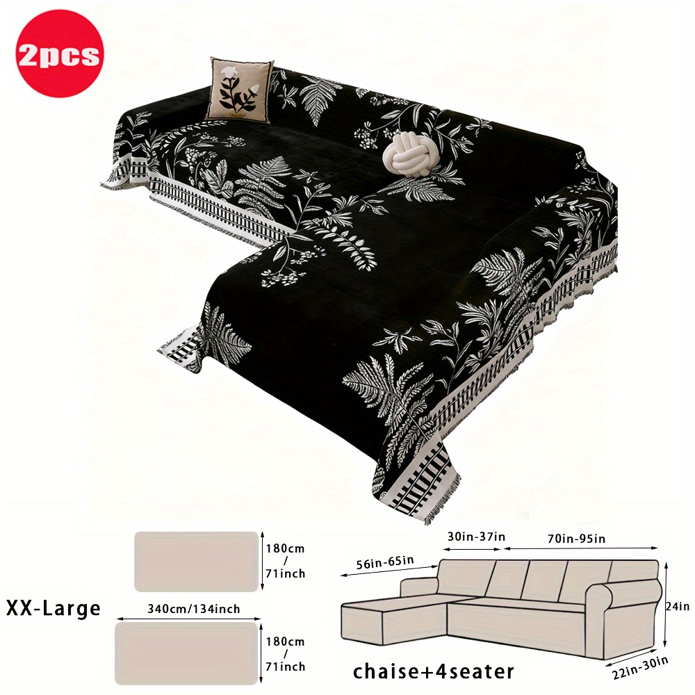 TEMU 2 pièces Housse de Canapé Yunyou en Chenille, Protège-Canapé en L, Matériau Durable, Housse -Dérapante, Décoration d'Intérieur, en Europe,