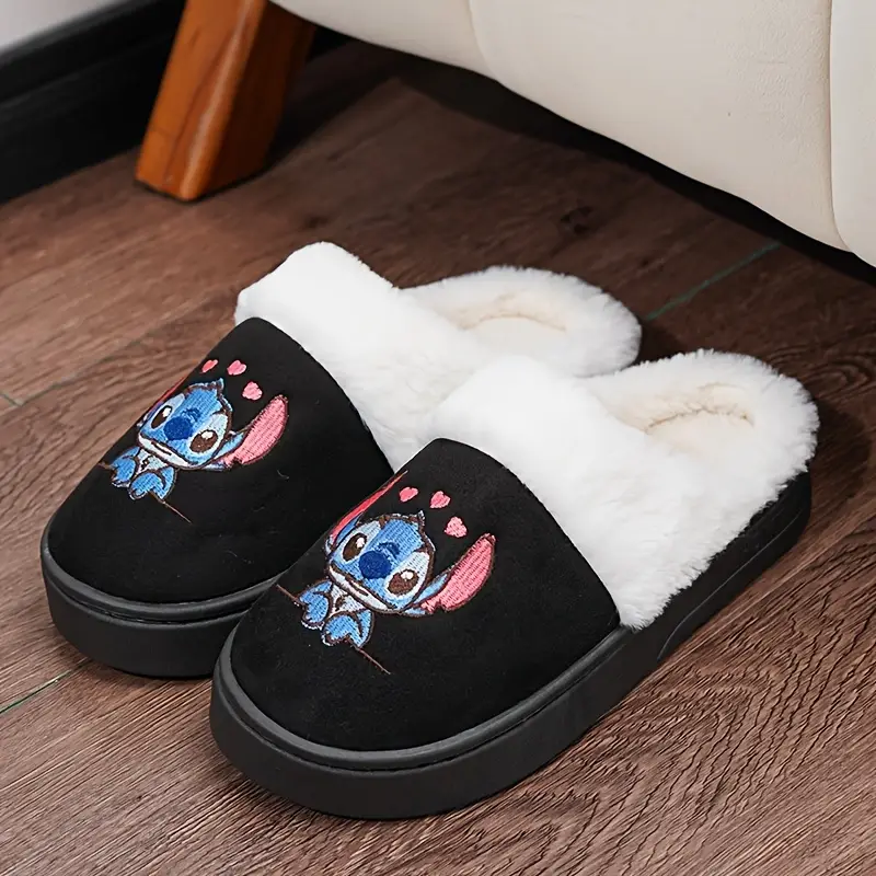 plush fleece slip on slippers for couples embroidered cartoon design eva winter indoor outdoor wear multiple colors sizes 36 45 cn36 36 mtsdz 12 black 11