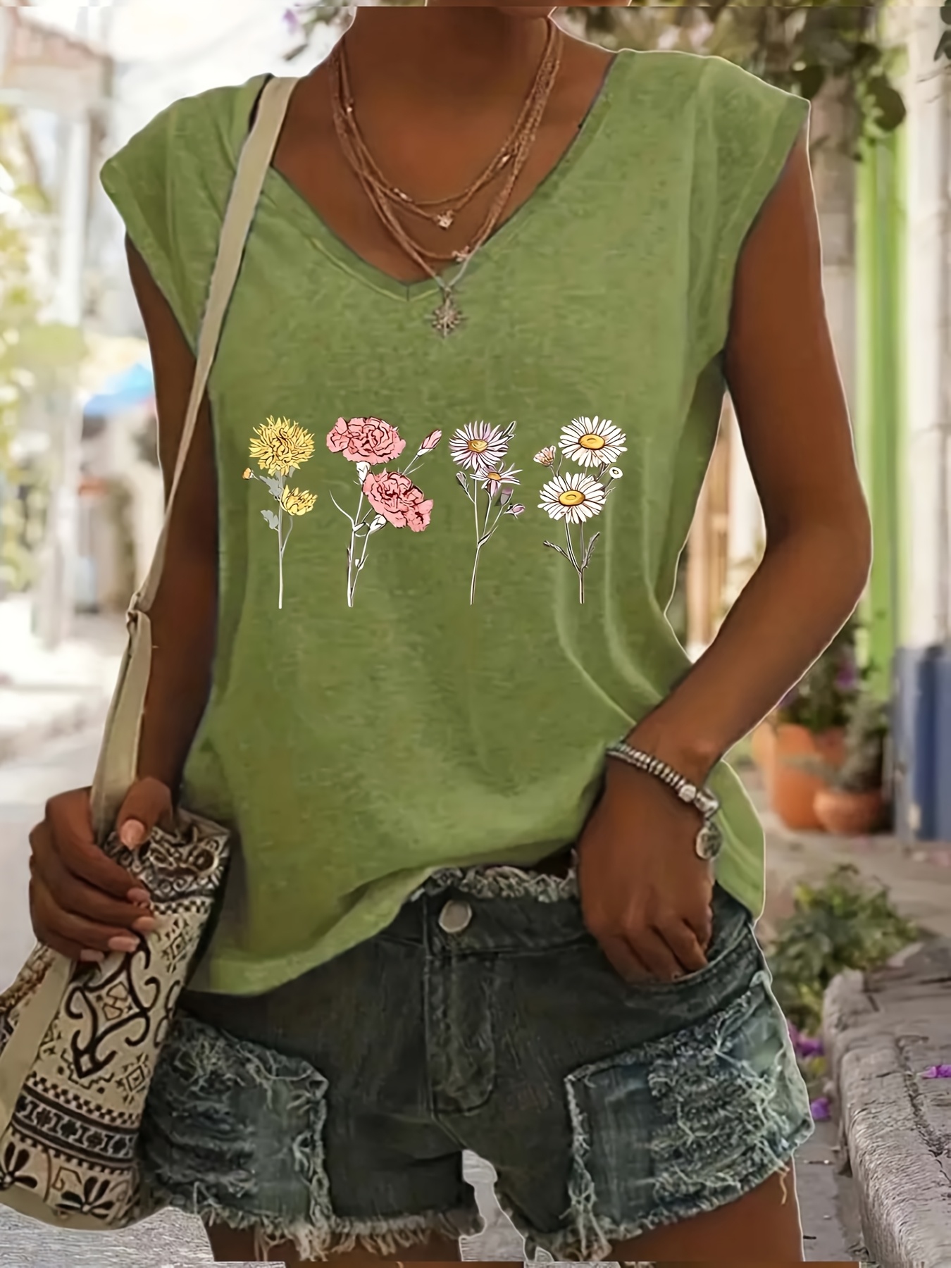 Vestido Floral Para Mujer De Manga Corta En A, Vestido De Verano, Vestido  Bohemio, Cuello De, image size:800x1067