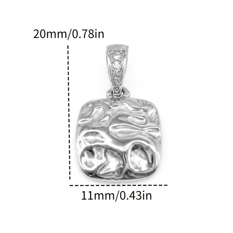 Women's Hammered Square Stainless Steel Zirconia Pendant Necklace