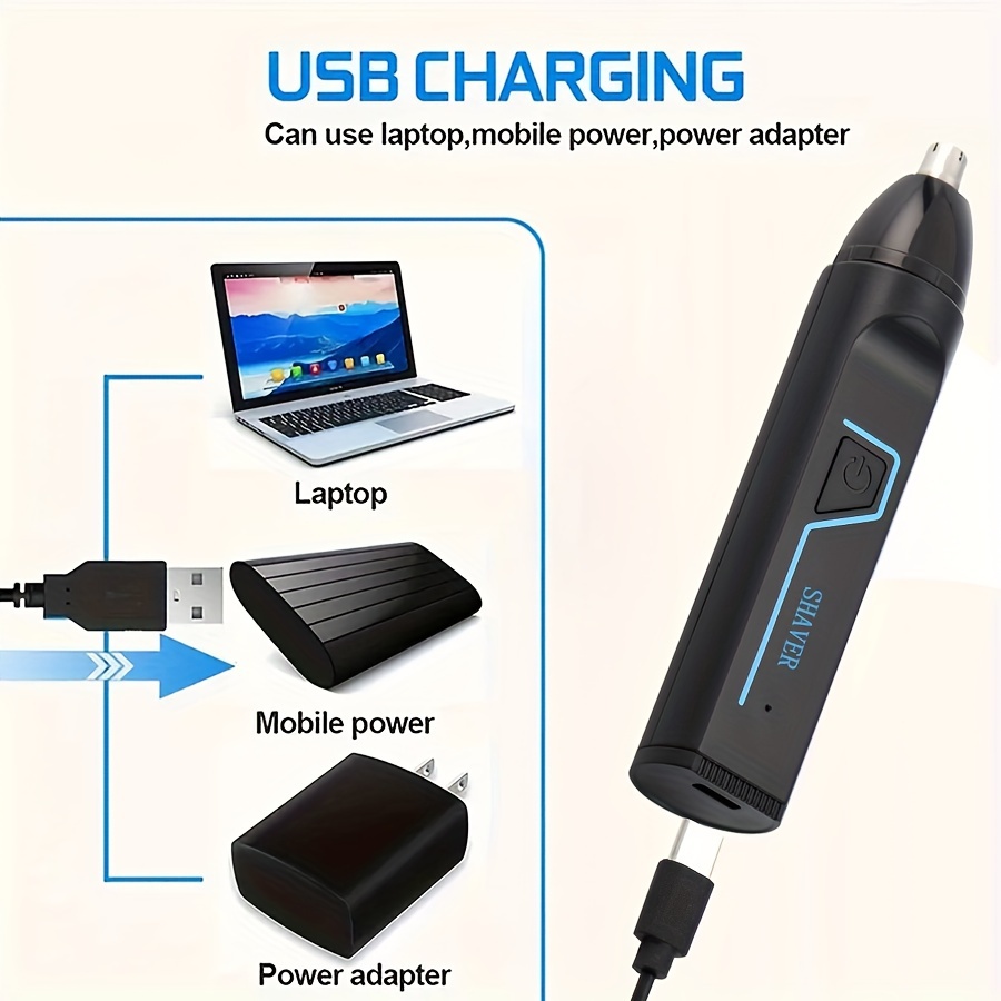   3 in 1 mens electric grooming kit nose ear brow trimmer with usb rechargeable battery   charging cable cleaning brush Product details 6