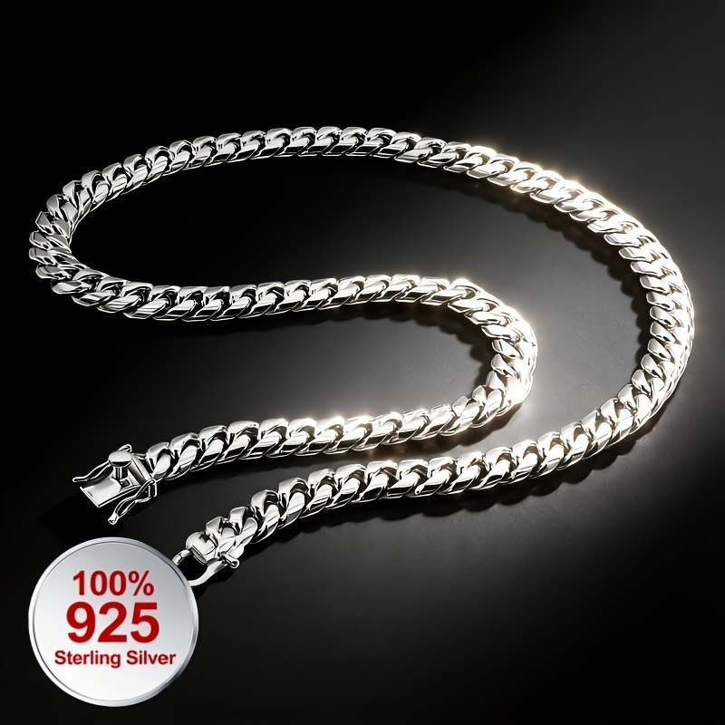 TEMU This Heavy Cuban Chain Necklace Made Of 925 Silver Is Fashionable And Minimalist, Everyday Wear Or As A Present For Ones On Any Occasion Such As