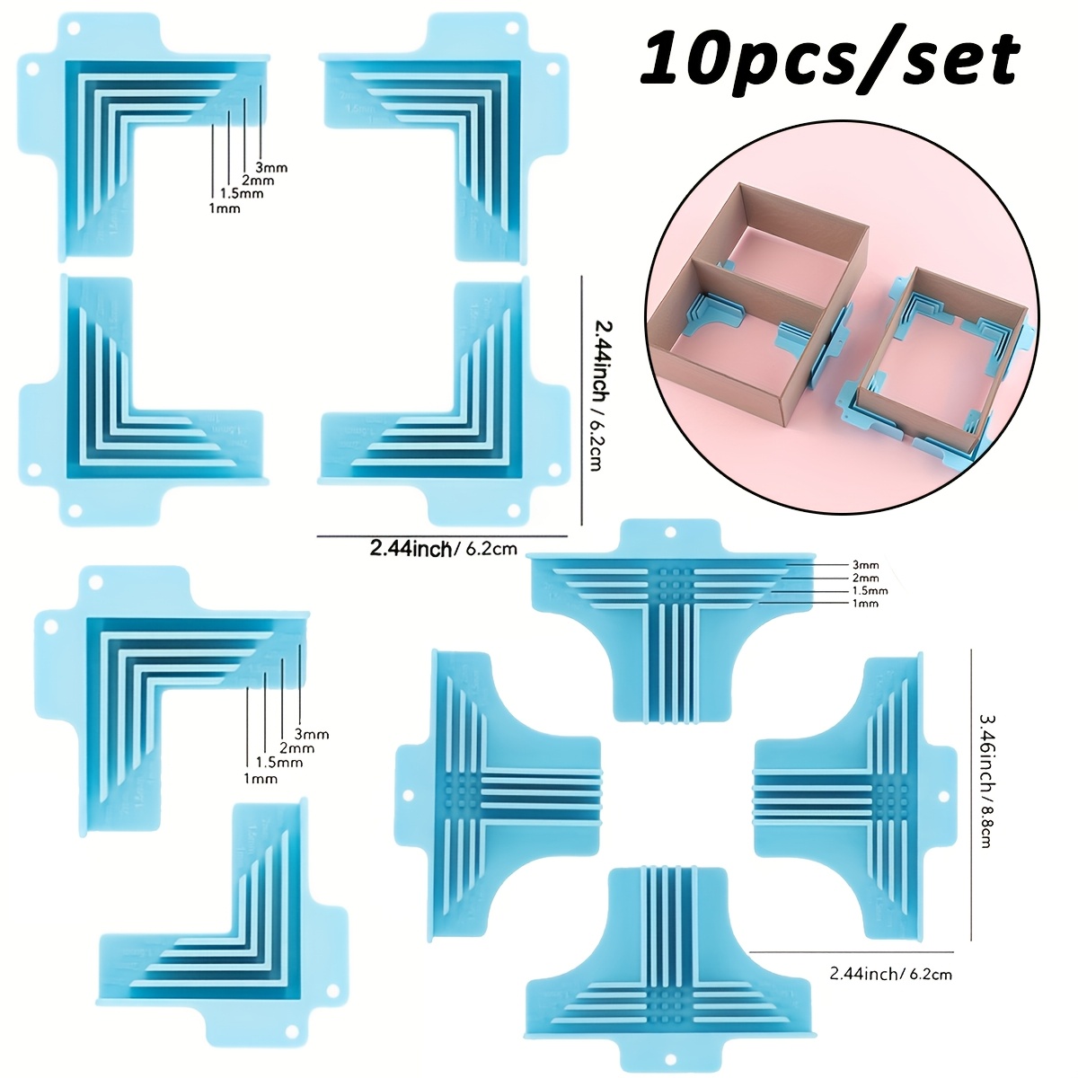 TEMU Jeu de pinces de montage pour séparateurs de boîte cadeau de scrapbooking - Pinces d'angle de reliure, adaptées pour carton, papier-carton,
