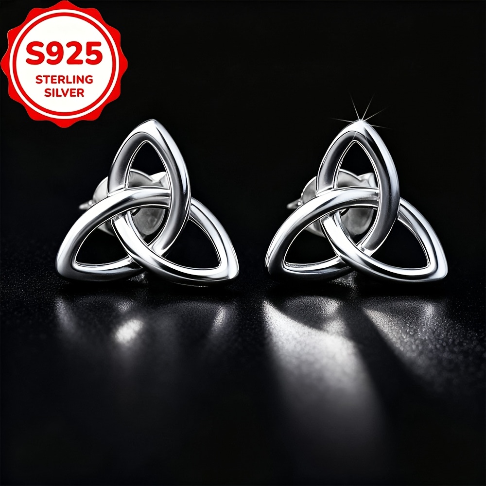 2pc Women's S925 Silver Lucky Clover Stud Earrings Set