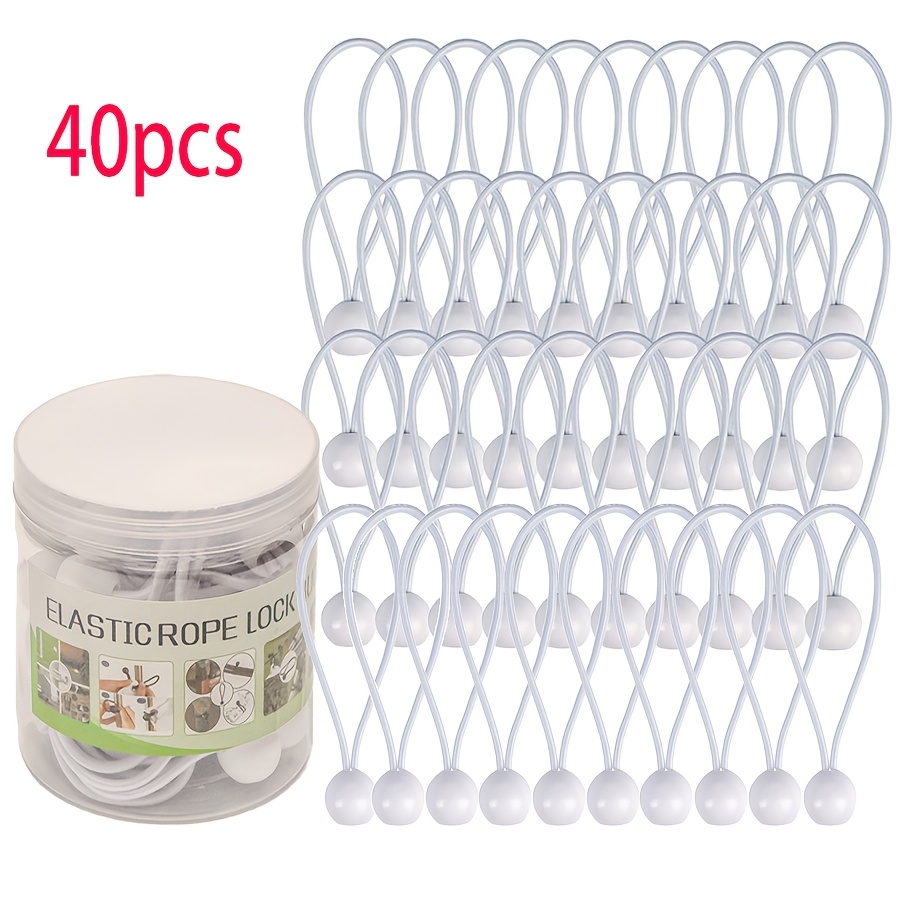 40-pack Transparent Elastic Cords With Balls, Plastic Ball Tension Ropes For Outdoor Tent Securing And Bundling
