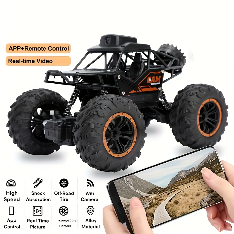 TEMU Voiture Télécommandée Tout-Terrain FPV en Alliage - Caméra WiFi HD 480P, Pneus Tout-Terrain 4WD, Moniteur LCD en , Recharge USB Rapide (150 Min)