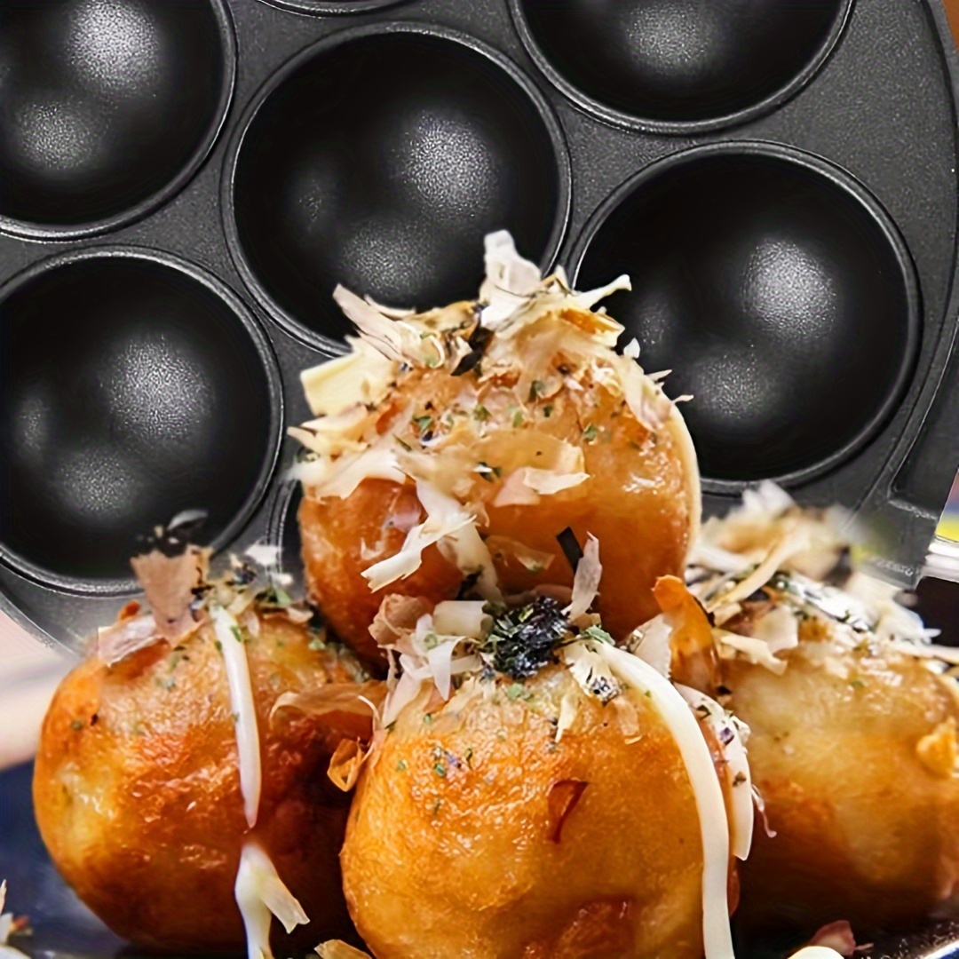 

1 pièce, poêle à takoyaki en aluminium à 7 trous, moule à de et à gâteaux aux œufs multifonction pour cuisinière à gaz, ustensiles de cuisine