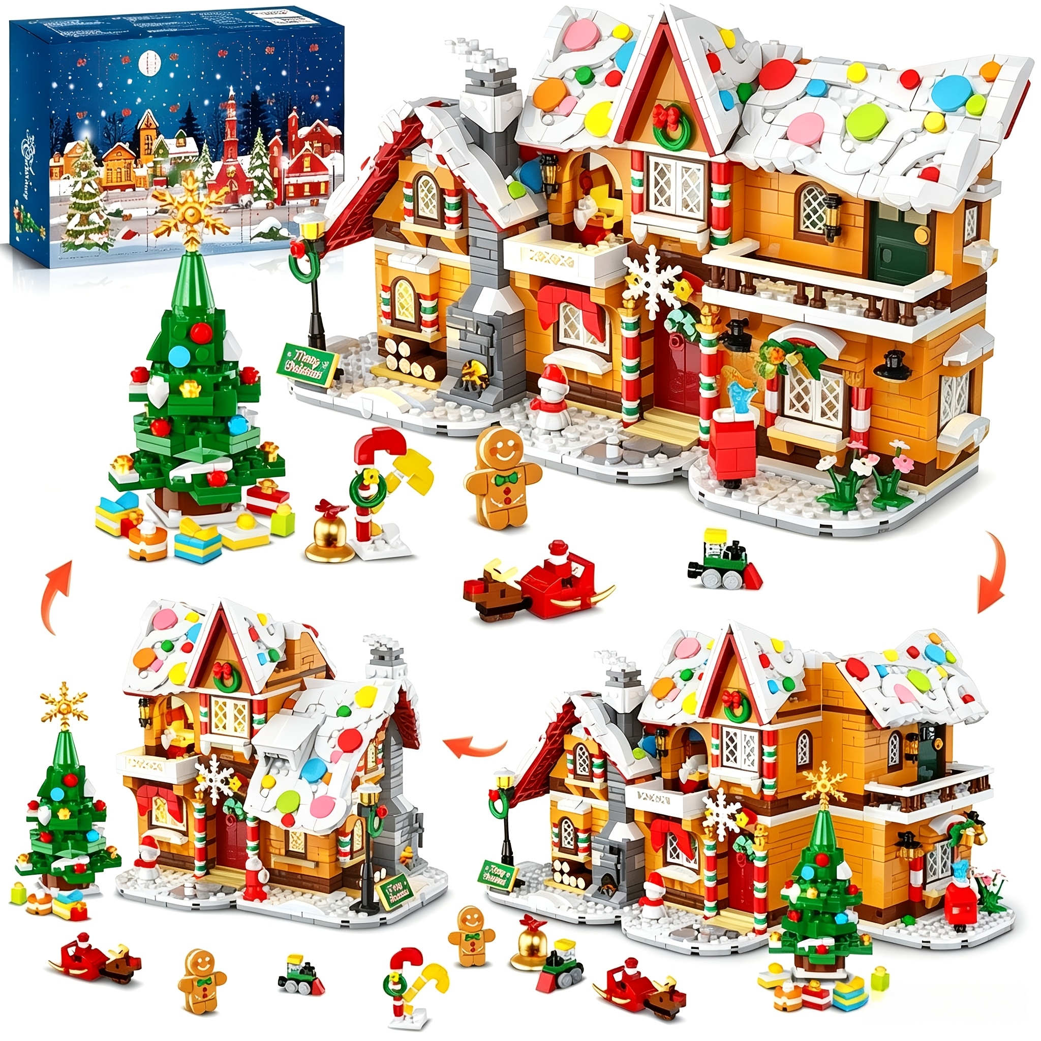Calendario de Adviento 2026 de 1452 piezas Casa de Pan de Jengibre Mini Bloques de 3.6M...