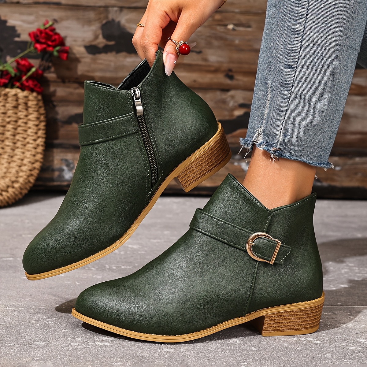 green boots for women sold on Temu United States