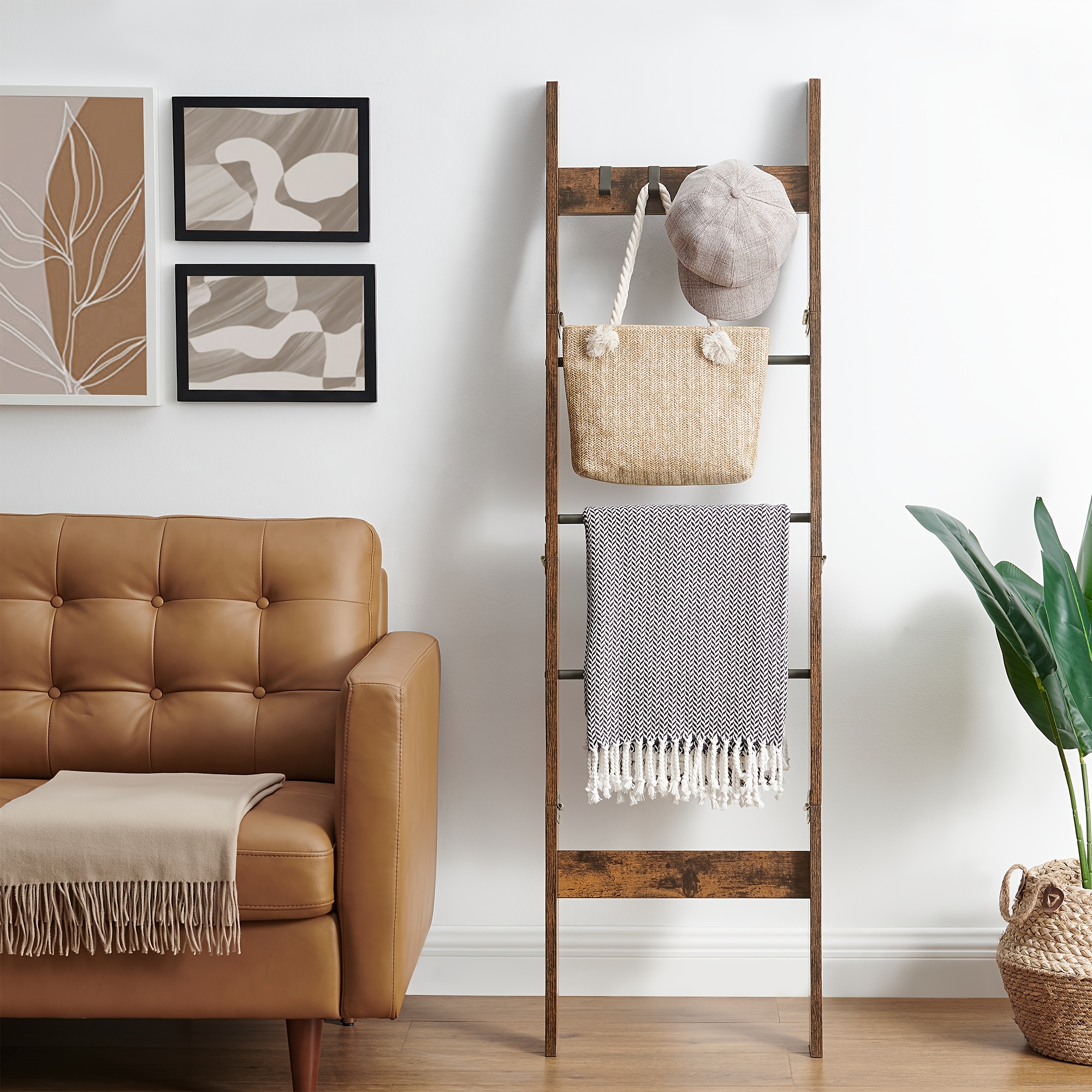 blanket ladder shelf living room decorative wood quilt rack Temu