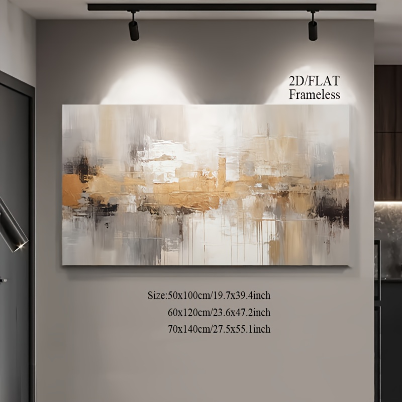 TEMU 2d Flat, 2d/flat, A Frameless, Modern Abstract Textured Canvas Painting, Large-sized Decorative Canvas Poster, Wall Decoration For Living Room,