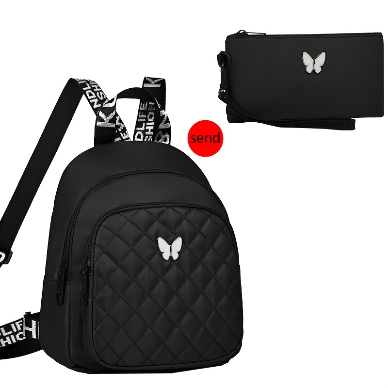 TEMU Neutral Square Bag Men's And Women's Backpack Backpack Korean Version Leisure Backpack [zipper Random, Random Letter Shoulder Strap]