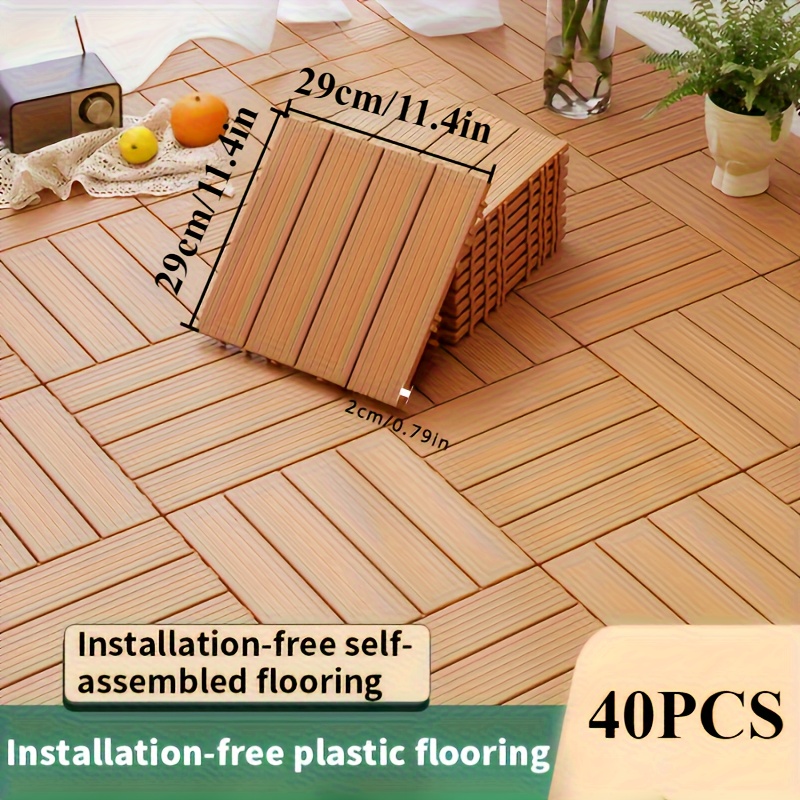 40pcs interlocking plastic floor tiles durable easy install waterproof indoor outdoor patio garden balcony flooring system