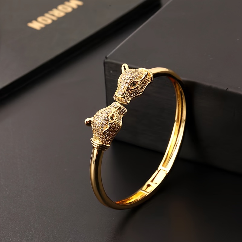

Golden Leopard Head Bangle, Hip Hop Style, Unisex Fashion Jewelry, Animal Bracelet, Exquisite Detail, Ideal For Casual And Party Wear
