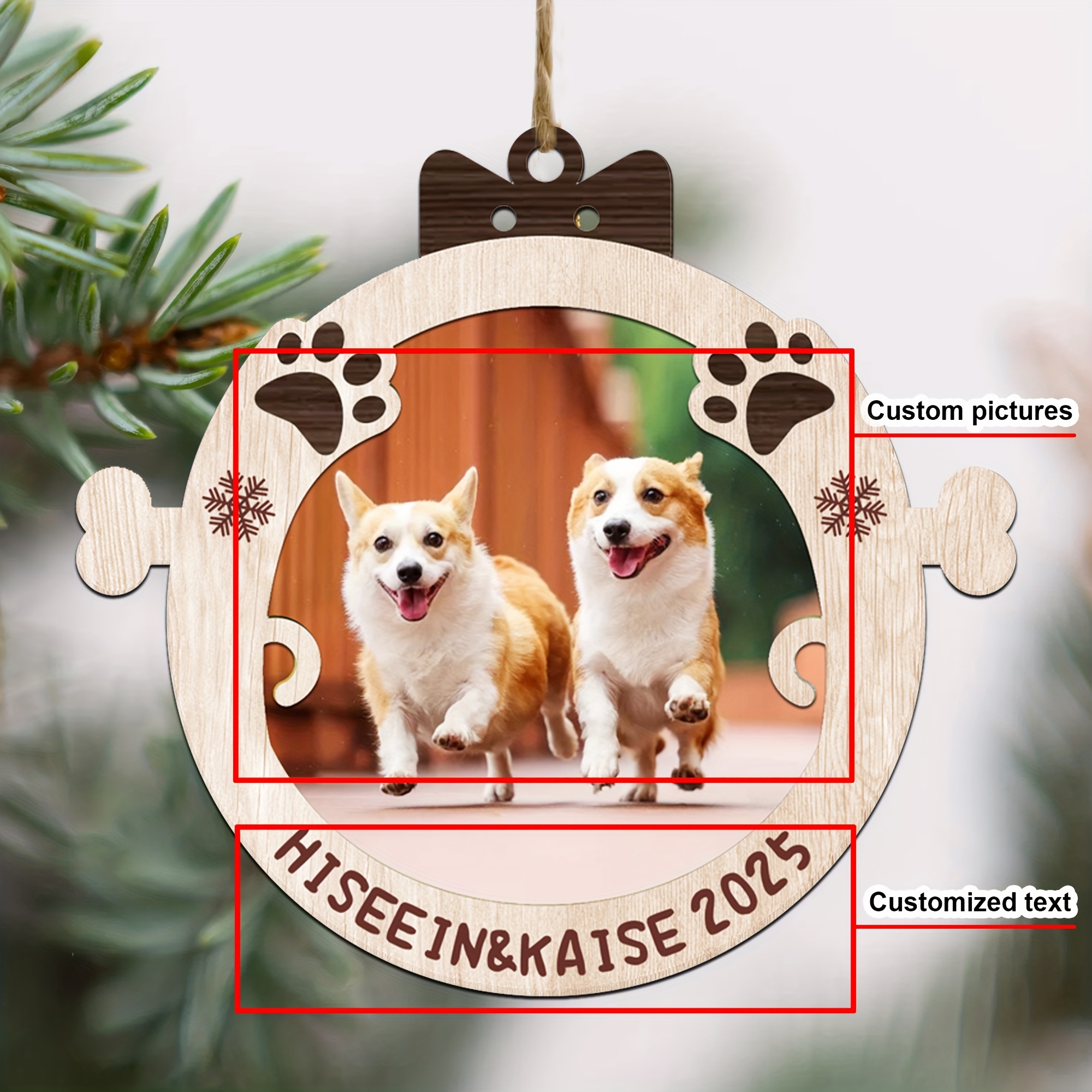 Personalized Double-Layer Wooden Round Pet Memorial Pendant