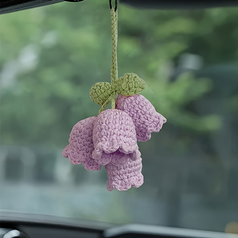 TEMU 1pc Lily Of The Valley Tomato Flower Car Rearview Mirror Hanging Ornament, Fresh And Decoration