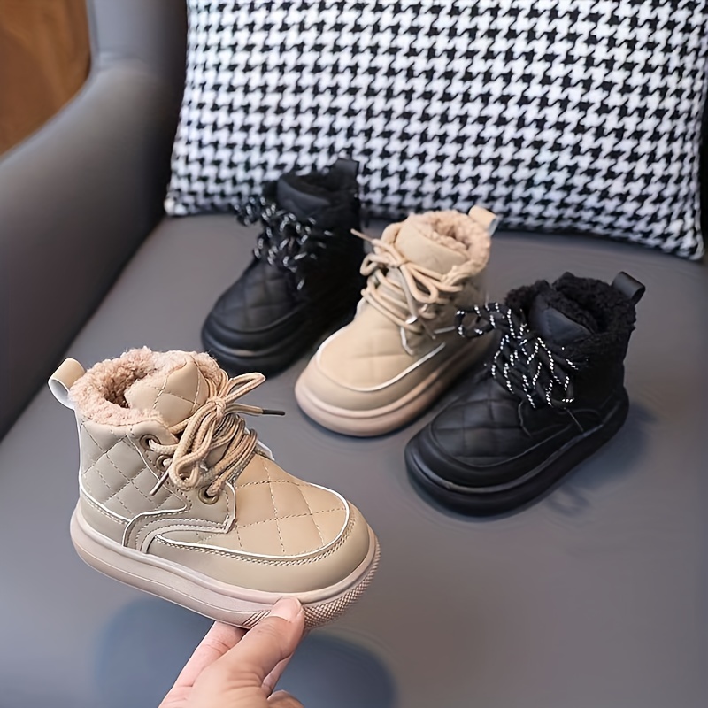 JIAGEYA Boys Casual Comfort Boots Lightweight Warm Fleece Winter Boots