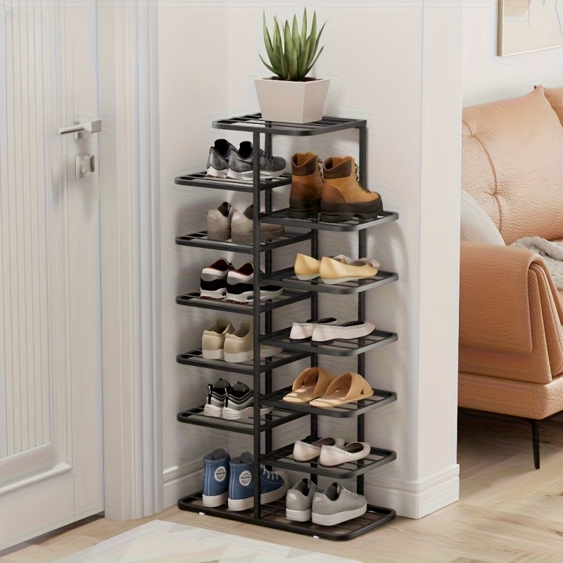 TEMU Étagère à chaussures empilable à plusieurs niveaux et à grande capacité , Étagère à chaussures d'intérieur minimaliste en fer forgé pour petits