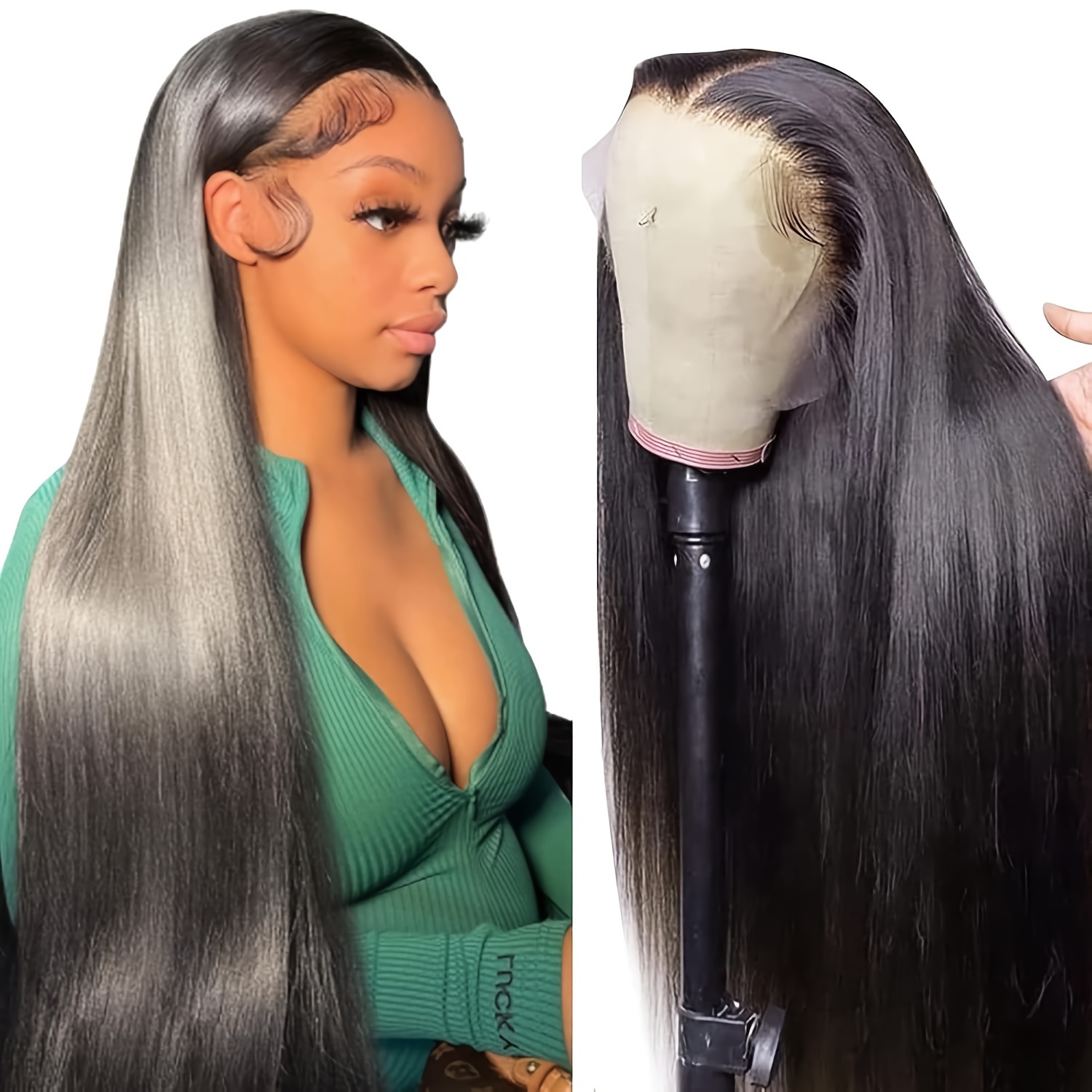 straight lace front wigs human hair 13x4 hd lace - Temu display picture 3