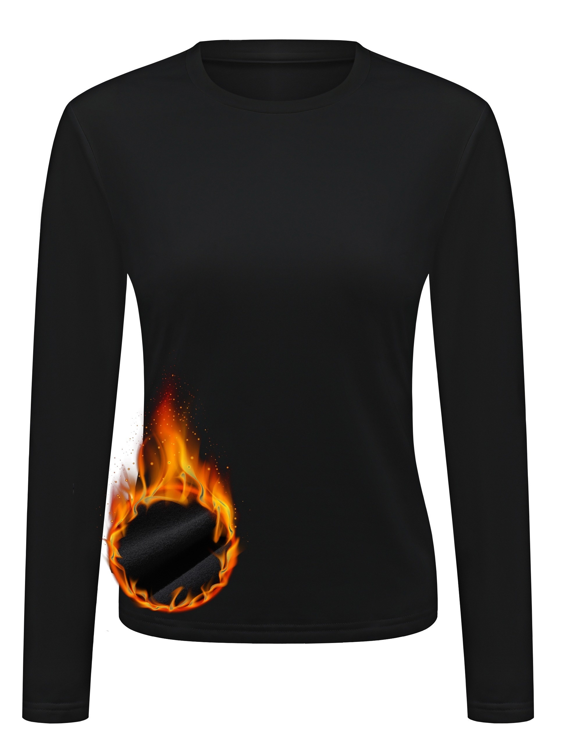 Women's Thermal Tops, Solid Long Sleeve Crew Neck Shirts, Women's Warm  Underwear For Winter, Women's Clothing