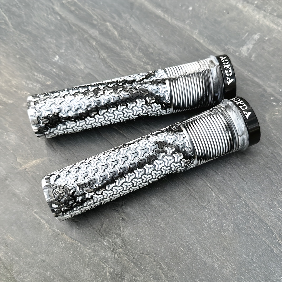 TEMU 1 Pair 22.2mm Single-sided Mountain Bike Rubber Handlebar Grips With Aluminum Alloy Lock Rings, Color Mixing , Purple/green/gray/white/pink,