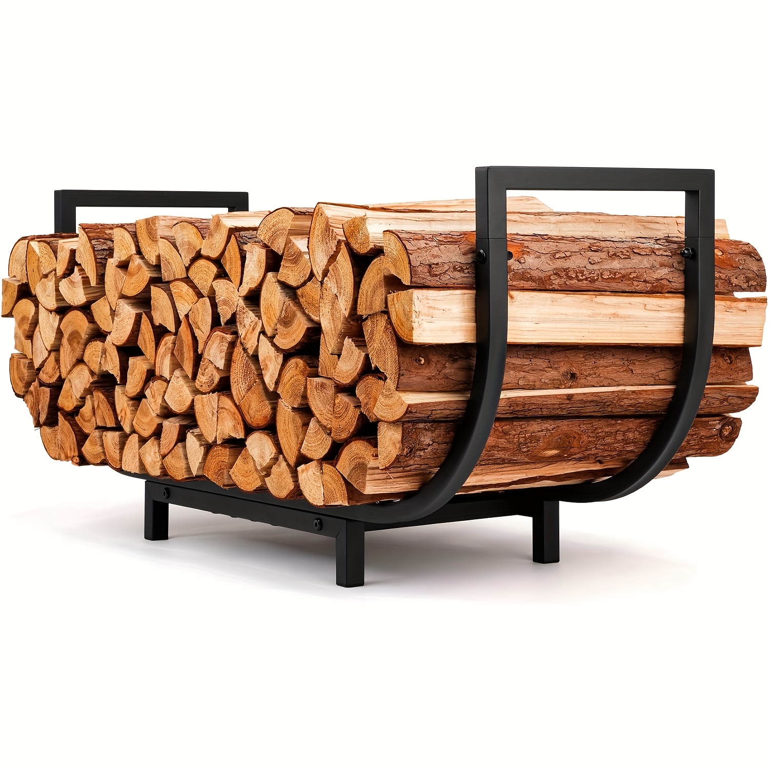 

Firewood Rack, 34 In Firewood Storage, Firewood Holder, Wood Rack For Firewood, Double Coated Firewood Rack, Fireplace Organizer Waterproof Rustproof Log Holder For Outdoor Indoor, Black