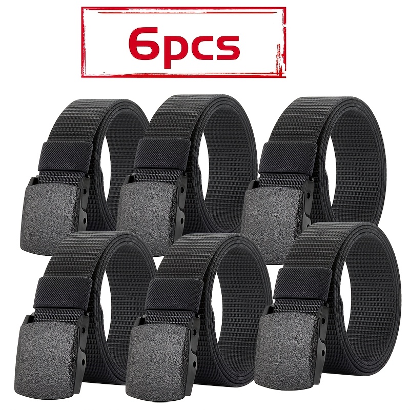 TEMU Men's Belt 6pcs, Multiple Colors , Nylon Belt | Unisex, Multi-functional - Designed For Outdoor Sports And Training, Breathable Canvas Weave,
