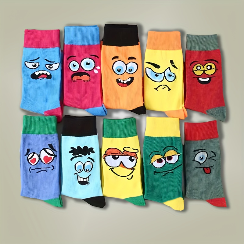 

5 Pairs Of Funny Mid-calf Socks, Styles