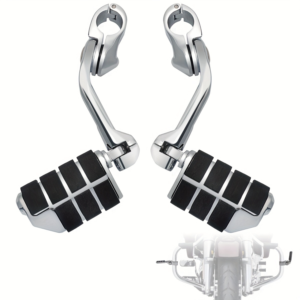 Universal Front Footrests Foot Pegs fit for motorcycle with 1.25 bars - Gearshift - spécialiste des transmissions