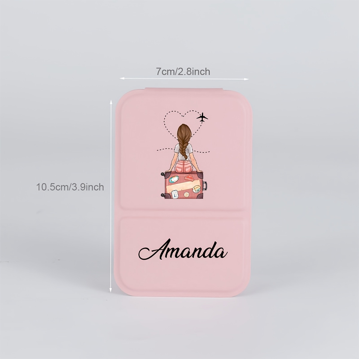 TEMU 1pc Custom Name Gift Makeup Mirror, Design Luxury Synthetic Leather Mini Makeup Mirror With Simple Stand Function, High-definition , Pocket