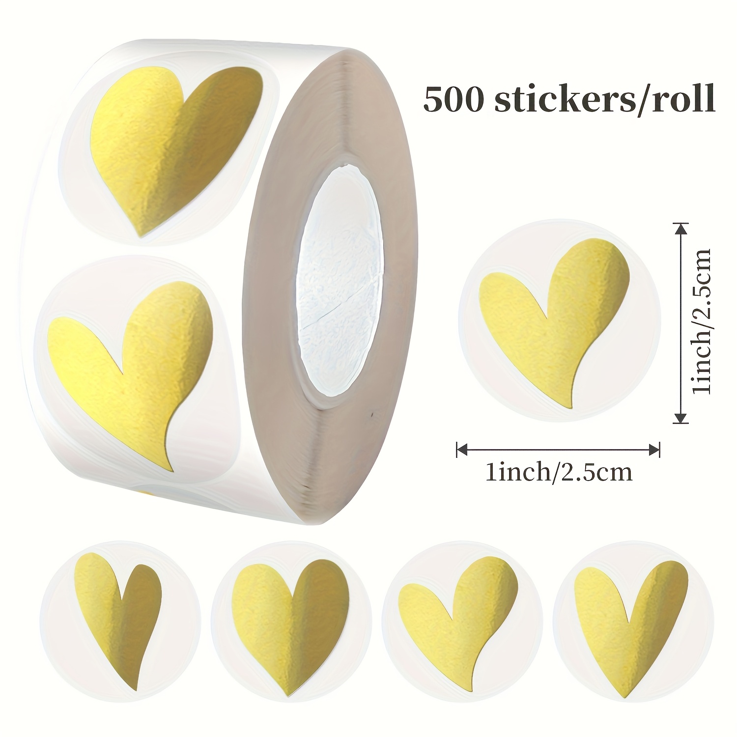 TEMU 500 Autocollants de de Cœur avec Transparente, 1 Pouce, Transparente, Convient pour Emballage Cadeau, Anniversaires, Décorations de Mariage,