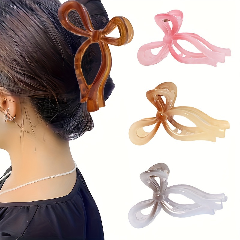 

Elegant Gradient Color Bowknot Hair Claw Clips, Simple Accessories For Women, Ribbon Shark Clip For Updo Hairstyles