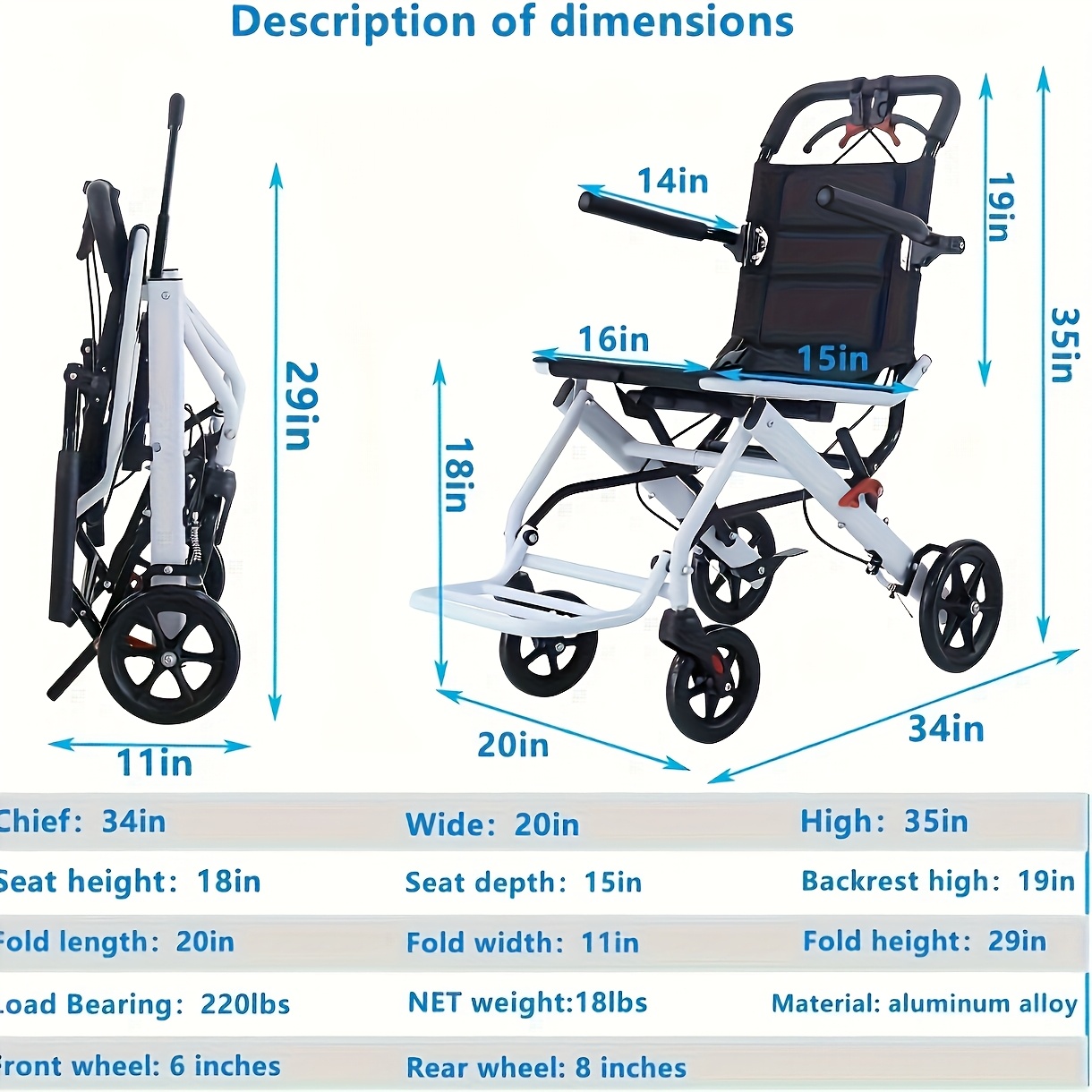 Lightweight And Foldable Transport Wheelchair, Weighing Only 8.62 KG, Portable Adult/infant Stroller, Suitable for Elderly Individuals, Seniors, And People with Physical Disabilities for Travel, Can Fit In The Trunk Of A Car.