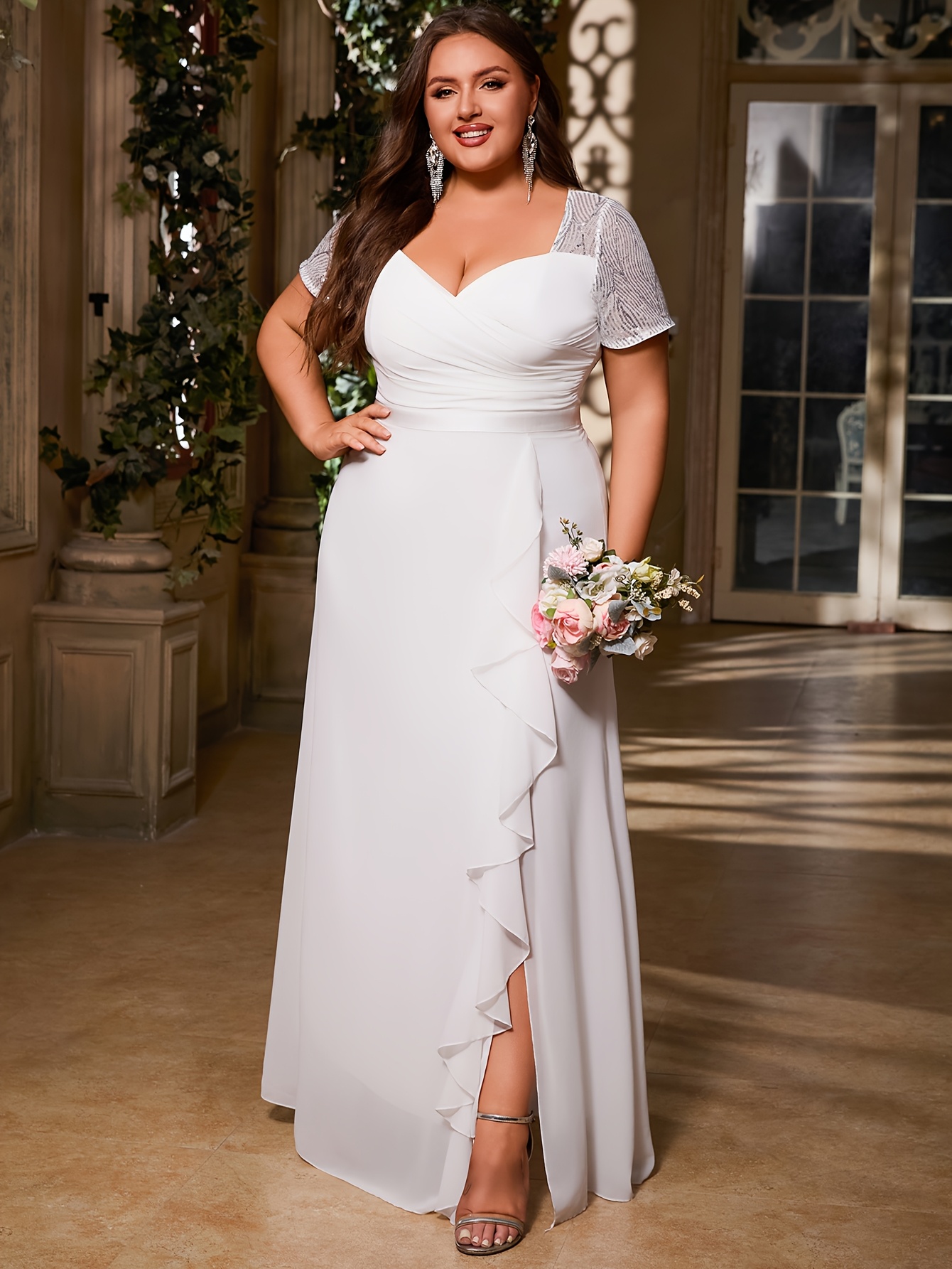 Plus Size Maxi Party Dresses Canada Plus Size, Elegant Sequin