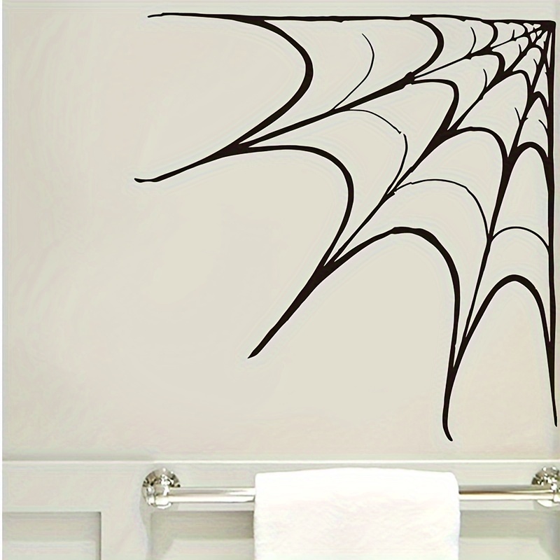 Image of Classic Halloween Web Wall Decal - Removable Pvc Sticker, Static Cling, Perfect For Living Room, Bedroom, Entryway Decor, Halloween Home Decor