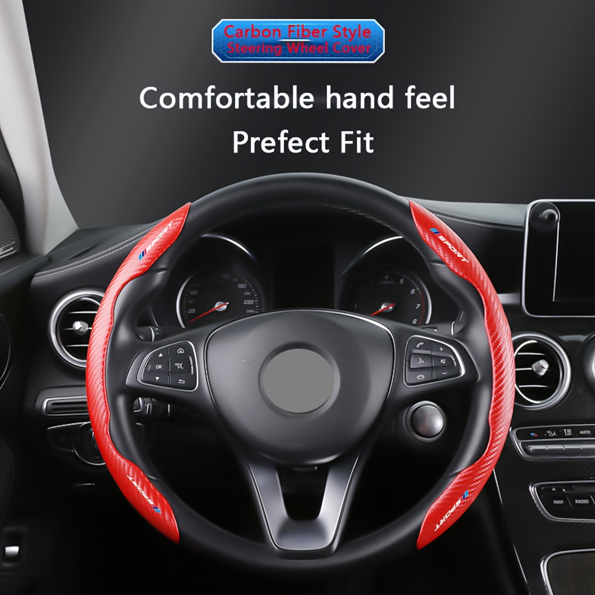 

2-piece Carbon Fiber Style Steering Wheel Covers - Suitable For 99% Car Models - Round And D Shades - Pvc Material - No Inner Ring - Easy Installation