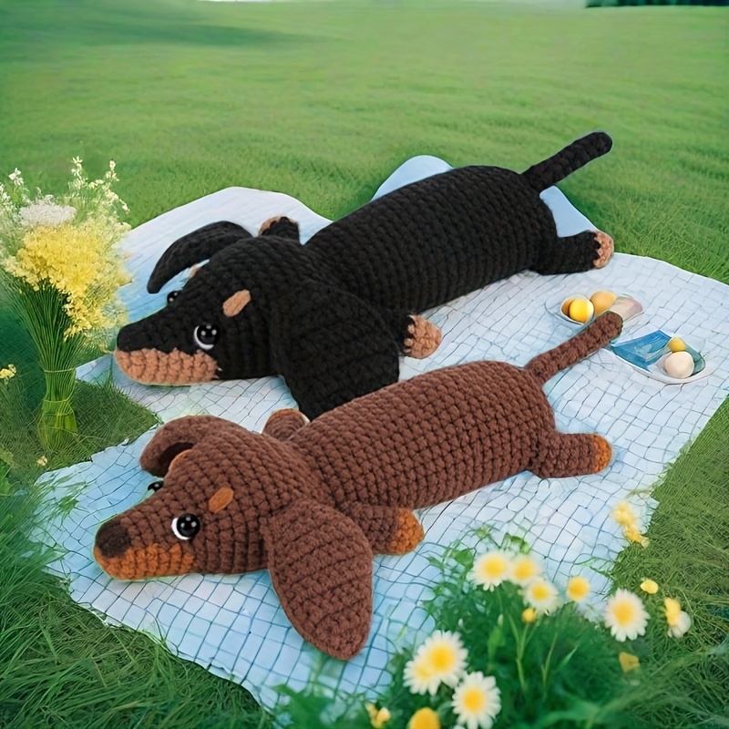 

2pcs Dachshund Crochet Kit For Beginners - Complete Diy Craft Set With Yarn, Hooks & Easy Instructions - Ideal Gift For Dog Lovers, Home Decor & , Diy Crochet Kit