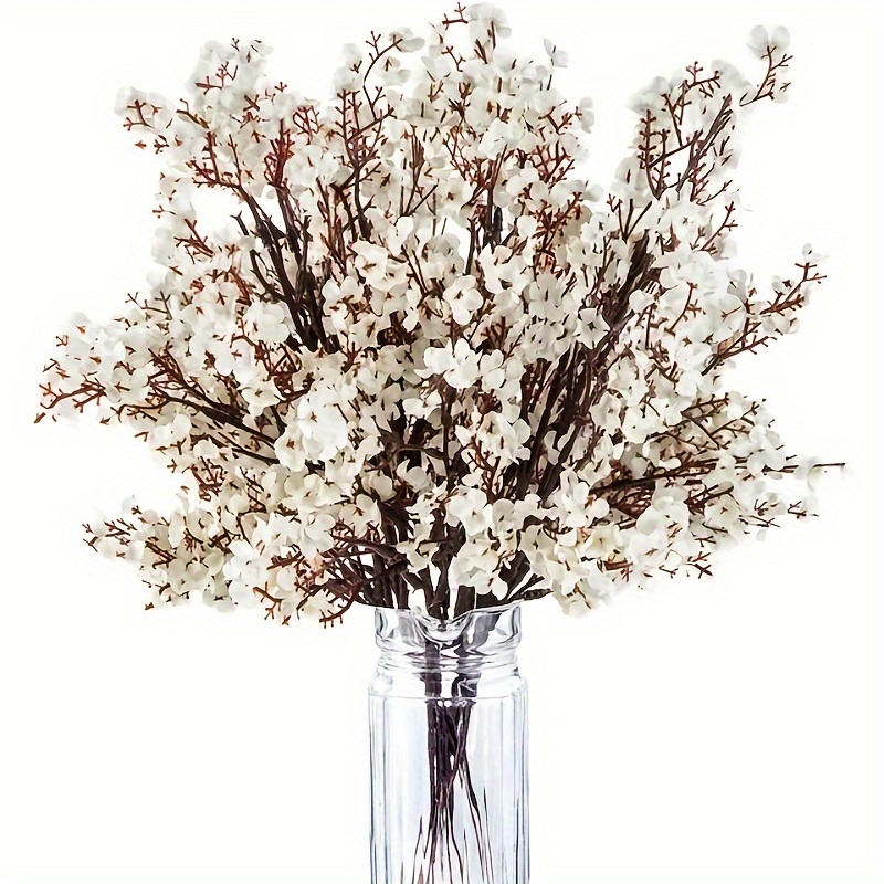 

6pcs Artificial Baby Breath Flowers, Real Touch Gypsophila Fake Flowers Bouquet For Home Wedding Bedroom Office Vase Indoor Decor